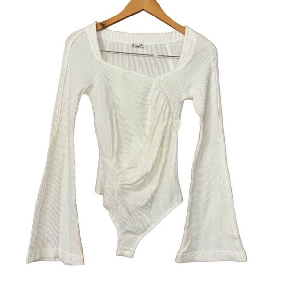 Free People On A Cloud ribbed Bodysuit ivory small new - Picture 4 of 11
